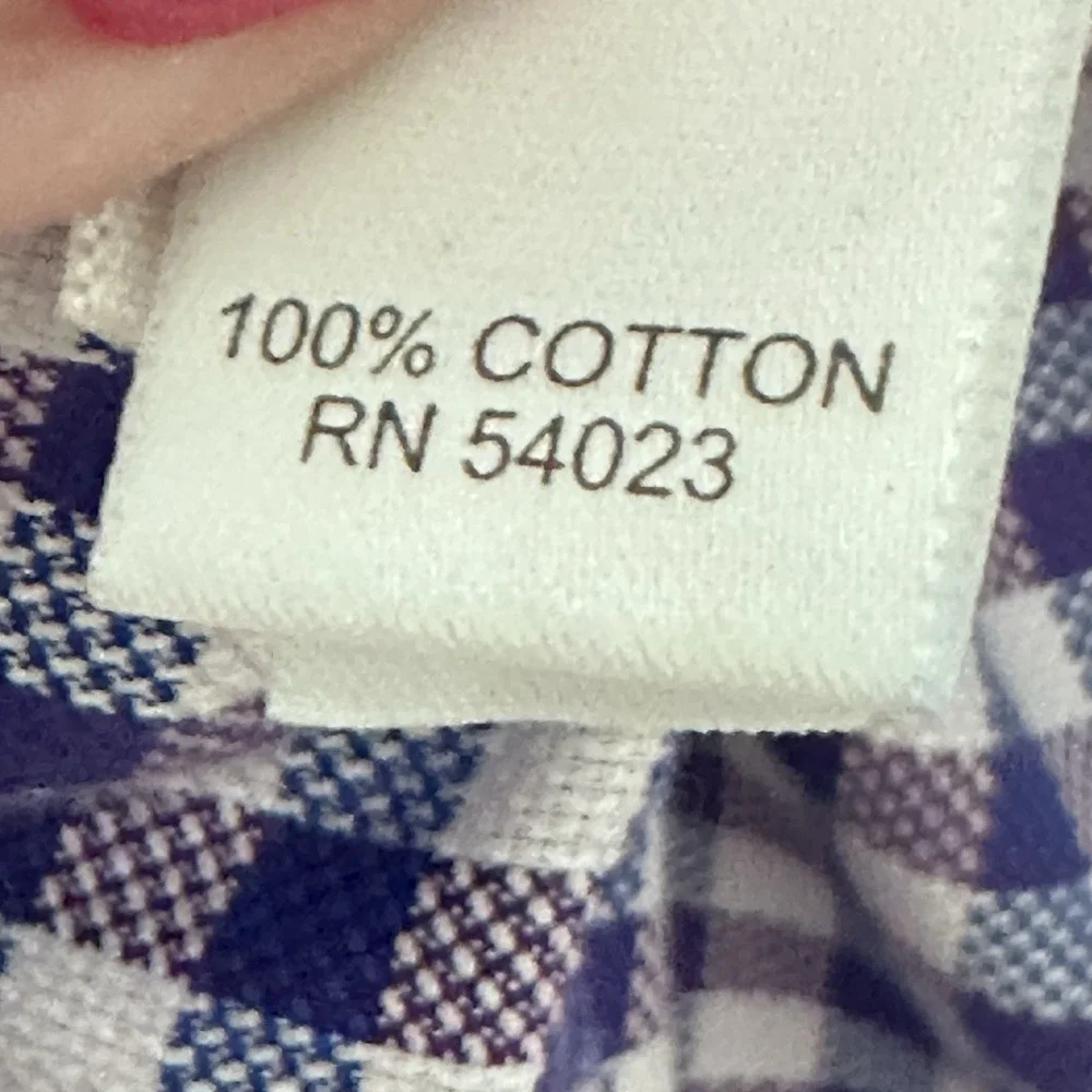 Banana Republic‎ Shirt Mens Large Purple Plaid Non Iron Slim Fit Cotton Dress